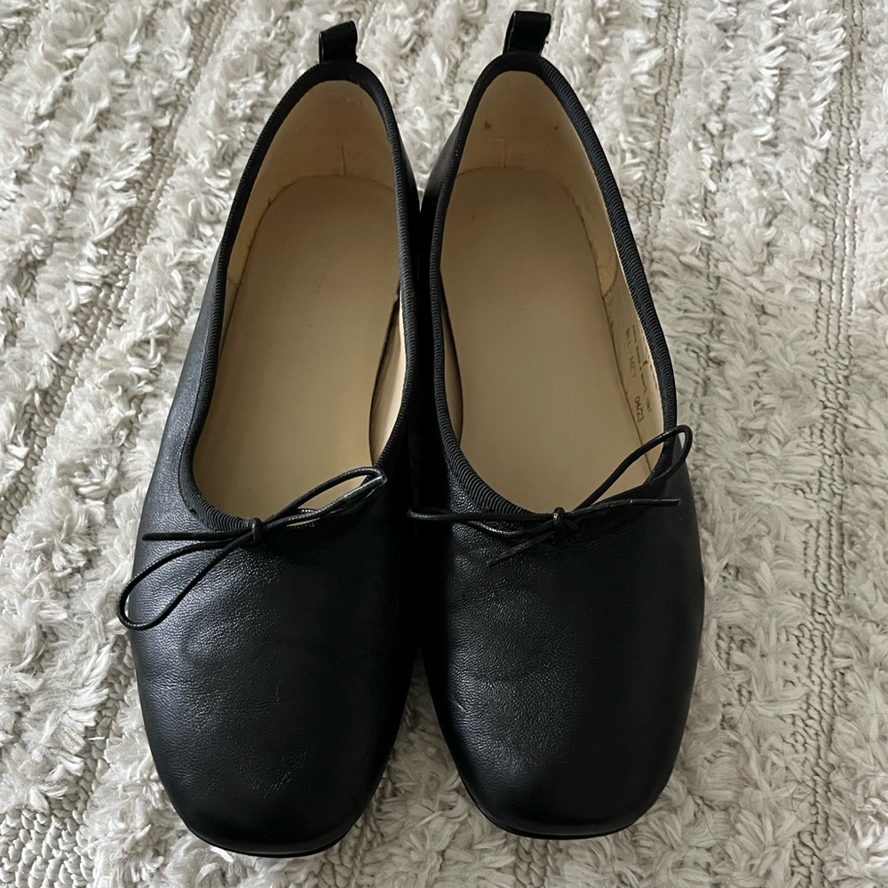 Black leather everlane day ballet flat size 7
